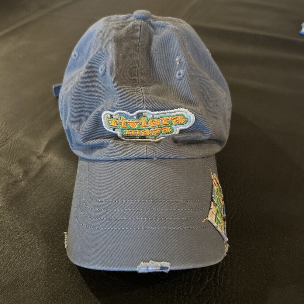 Riviera Maya Adjustable Baseball Hat Adult Unisex Blue Distressed
